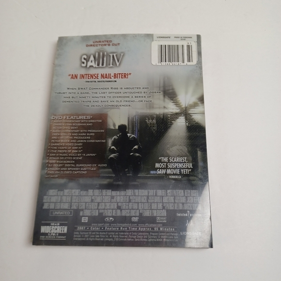 Saw IV (DVD, 2008, Widescreen, Unrated,‎ Director's Cut) - Picture 2 of 3